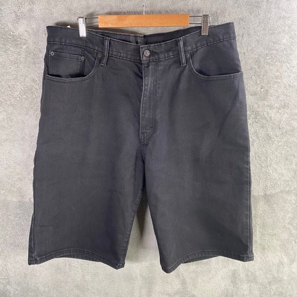 Levis 569 Mens Size 38 Black Denim Shorts Relaxed Fit Casual - Picture 1 of 7